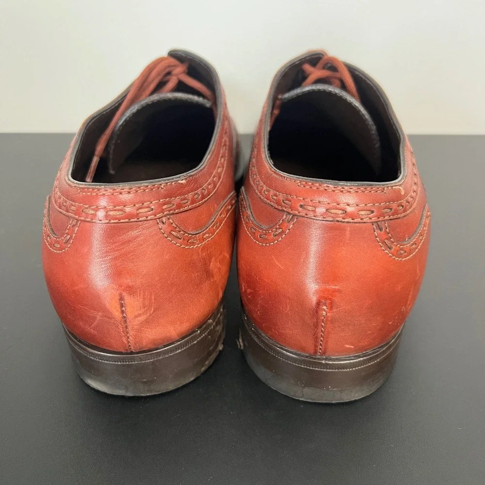 Bottega Veneta Mens Wingtip Oxford Shoes Cognac Leather Brogue Italy 39.5 EU